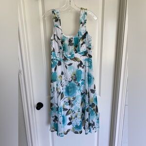 Dressbarn Blue and Black Sundress Scoop Neck